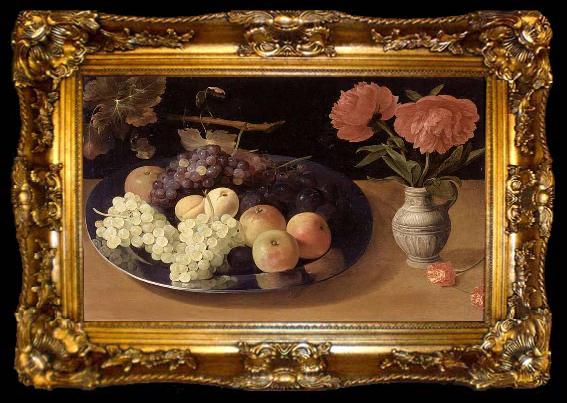 framed  Jacob van Es Still-Life of Grapes, Plums and Apples, ta009-2